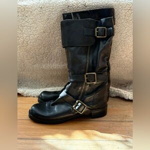 Farylrobin for Anthropologie Leather Triple Strap Buckle Boots
